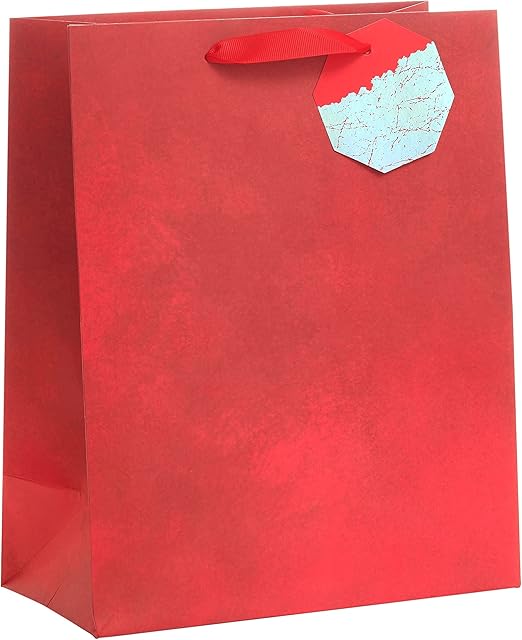 UK Greetings Large Gift Bag for Him/Her/Friend - For Father's Day, Birthdays, Thank You, Congratulations or Other Gifts - Red Design