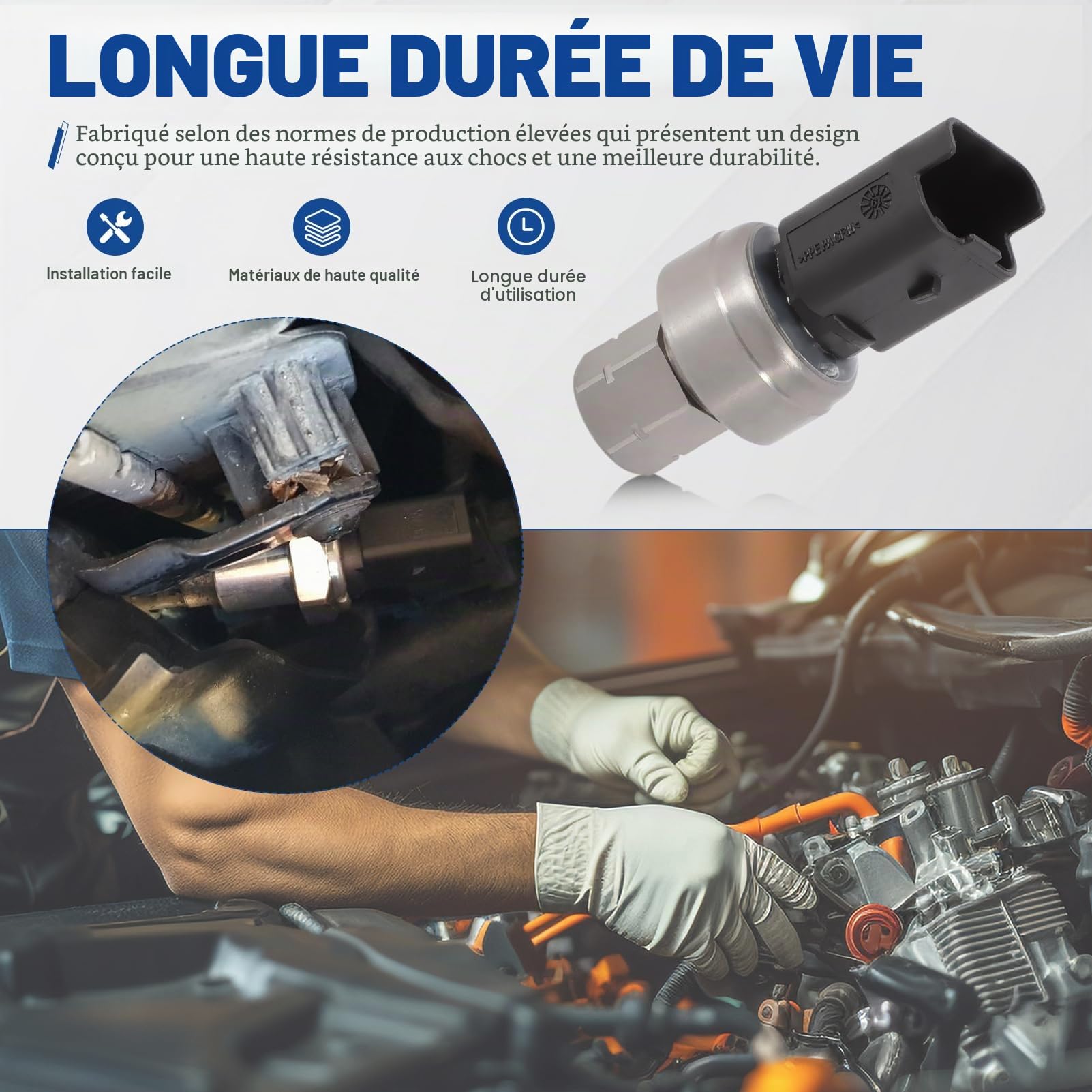 Pressostat Bouton Interrupteur Climatisation 3 pins Compatible avec BERLINGO C3 C4 C5 307 407 607 5008 PARTNER 6455Z3 9878362280 9647971280 Capteur Pression Climatisation