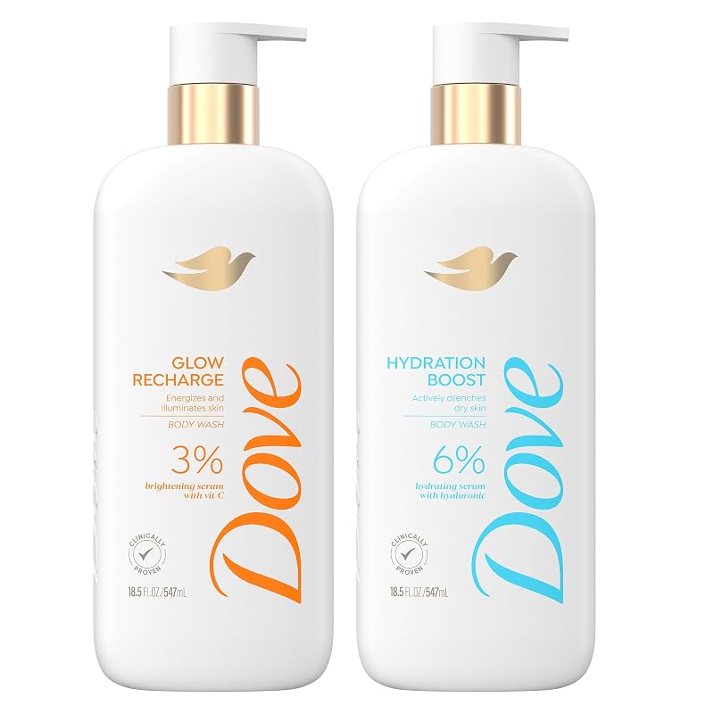 Dove Kit com 2 sabonetes líquidos corporais: Hydration Boost e Glow Recharge, 18,5 oz cada