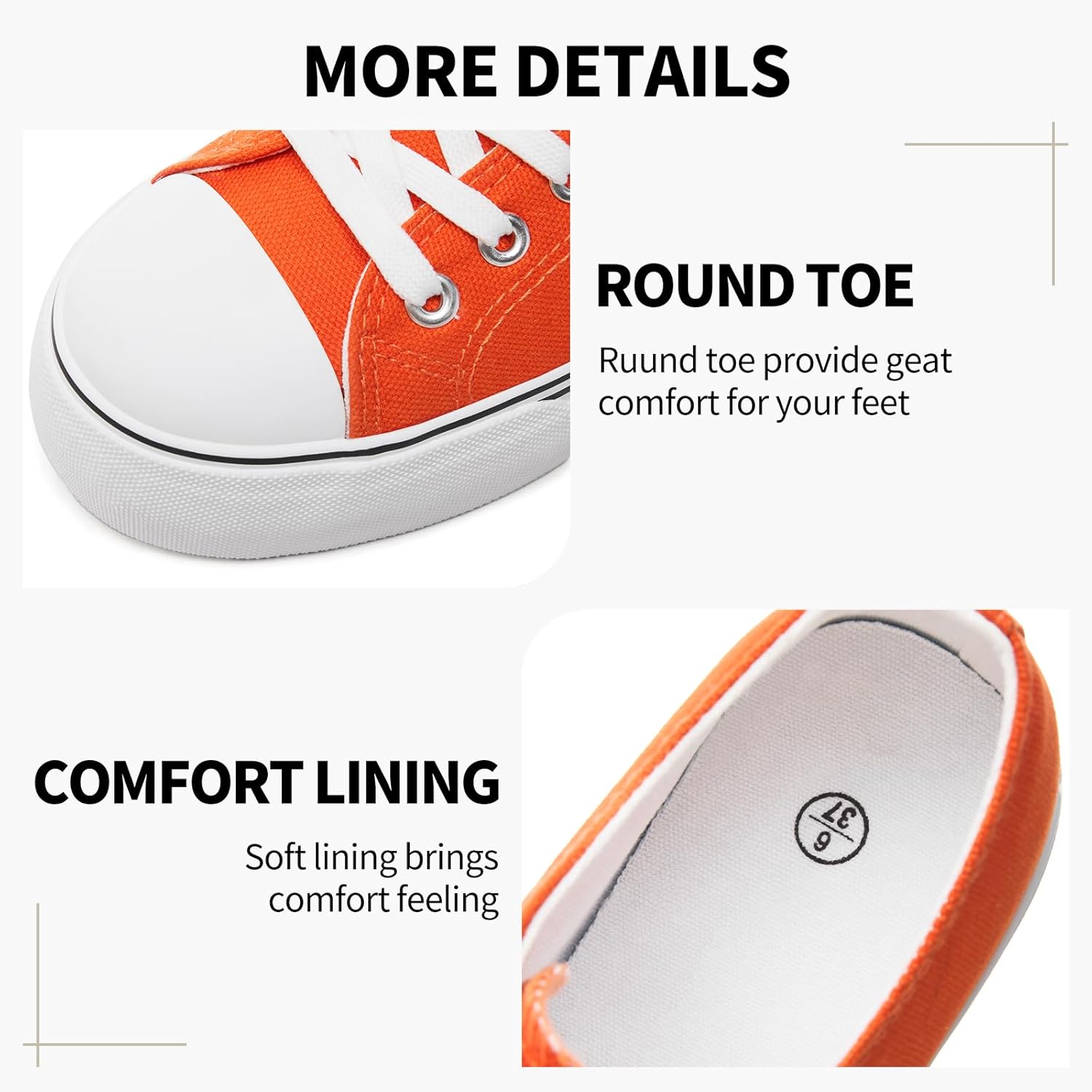 SERNIAL Womens White Platform Sneakers Low Top Platform Shoes Black Canvas Shoes for Women - Image 6