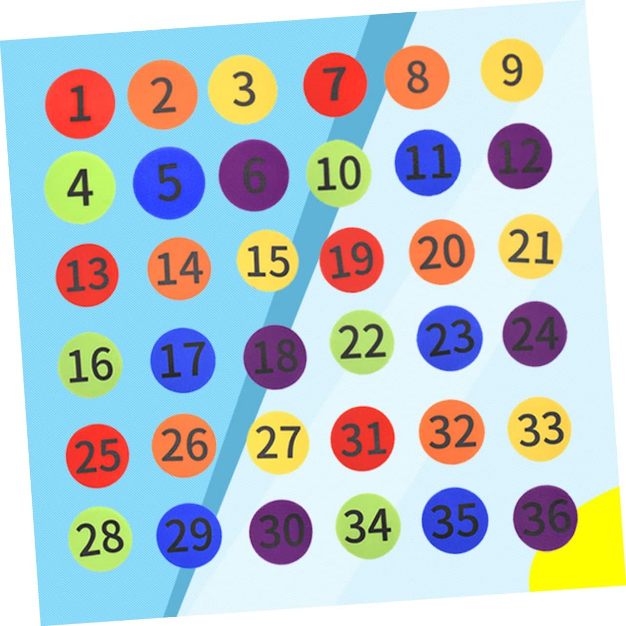 36pcs Colorful Number Carpet Markers 4-Inch Positioning Stickers for Game Training Classroom and Educational Activities