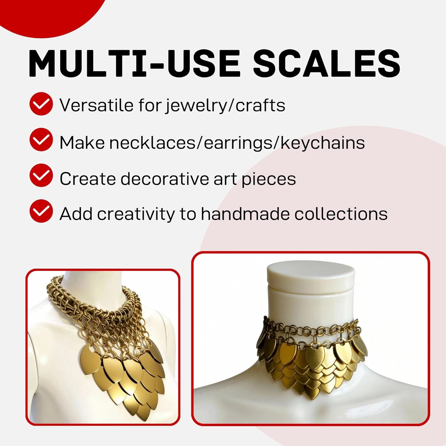 Premium Anodized Aluminum Scales - Large 100ct Golden Dragon Scales for Scalemail, Chainmail Armor & Dragon Scale Crafts