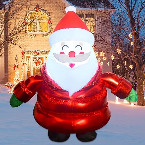 GOOSH Decoración inflable de Papá Noel sonriente de 5 pies, decoración inflable de Papá Noel inflable inflable para decoración de patio de Navidad