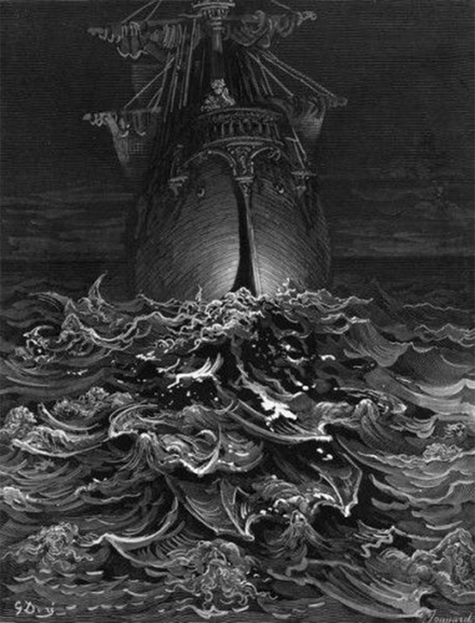 POSTERIIk Famous Print Pop Art Wall Art Graffiti the Mariner Gazes on the Ocean by Gustave Dore Art Prints for Home Decor 60x90cm