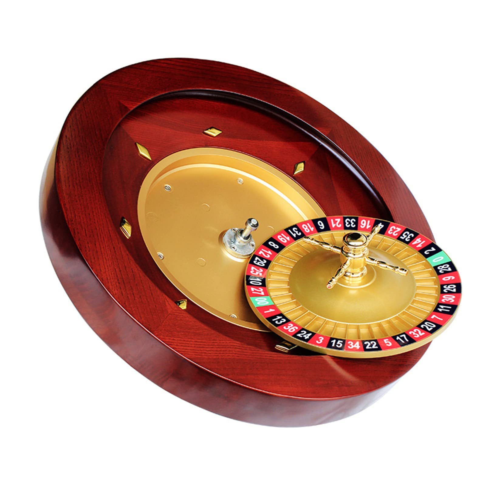 SEEANN 18inch Deluxe Wooden Roulette Wheel Set, Double-Zero Layout Solid Wood Game Sweepstakes Roulette, Suitable for at-Home Game Night or Club Party