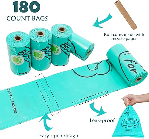 Miniatura 6 de Soporte para bolsas de basura para perros con linterna LED, dispensador de bolsas para excrementos de perros con 13 rollos de bolsas de basura