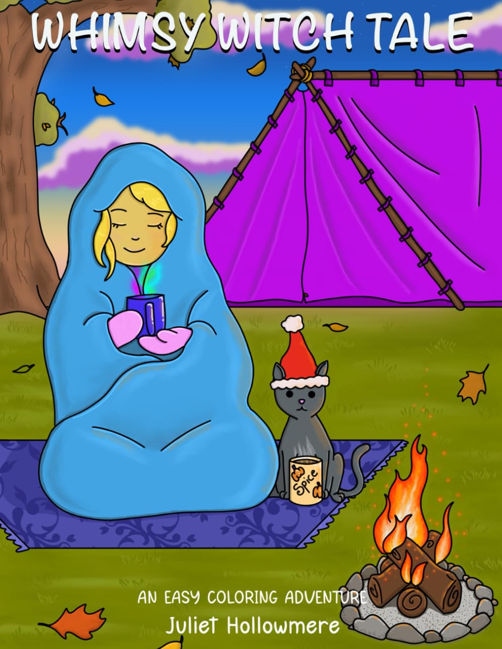 Whimsy Witch Tale: An Easy Coloring Adventure for Adults and Teens featuring bold lines and cute designs for relaxation