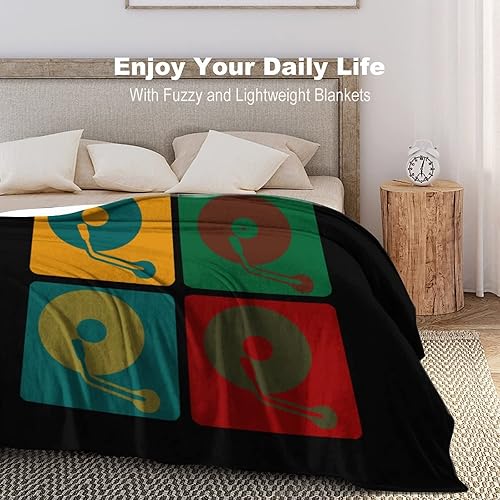 Miniatura 5 de Manta de franela antibolitas para tocadiscos, discos de vinilo musical, manta suave y acogedora para cama o sofá