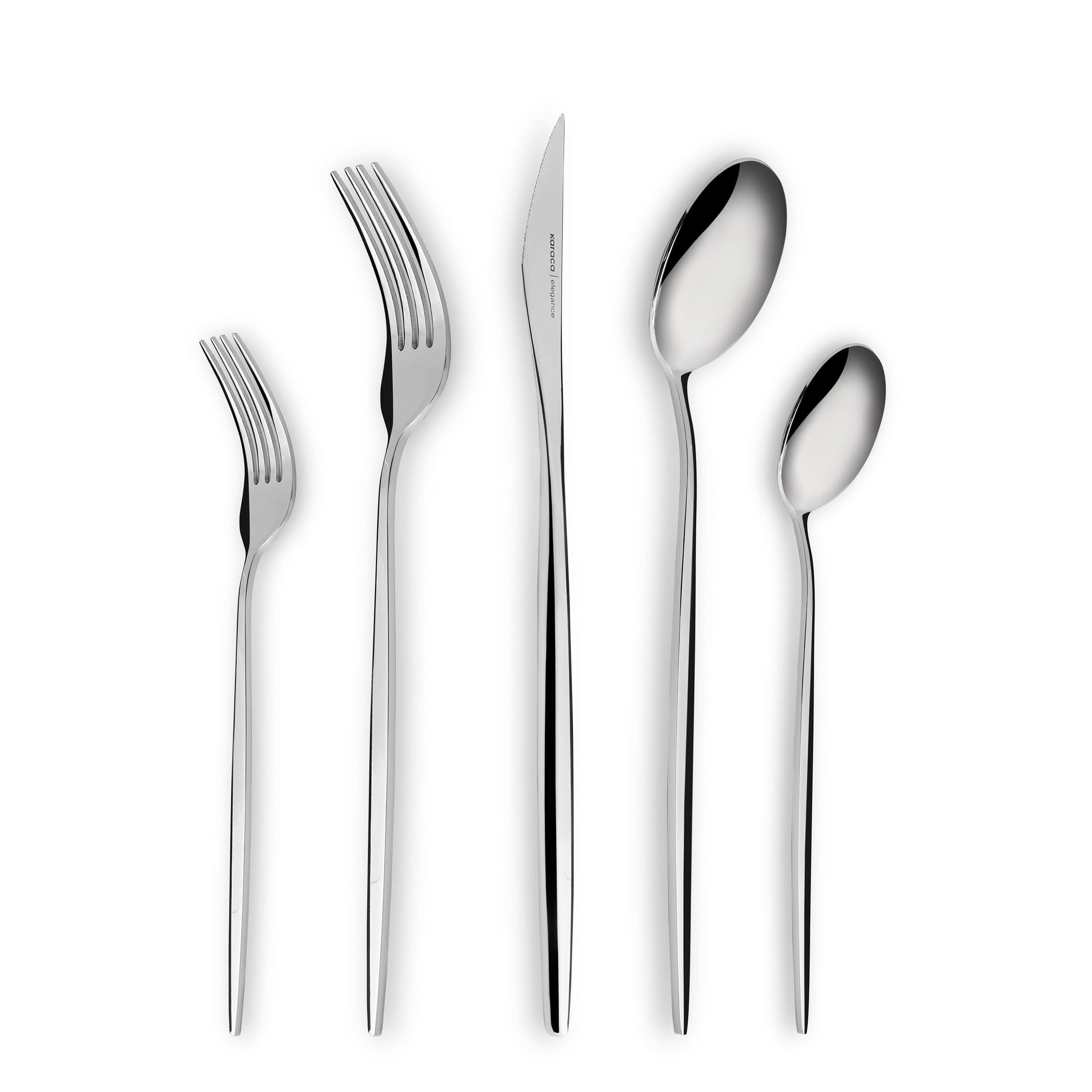 Karaca New Porto Elegance 60-Piece Cutlery Set for 12 People, Tablespoons, Table Forks, Modern Design, Stainless Steel Cutlery Set