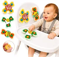 Kit Sensorial de Spinners Chocalhos para Bebê com Ventosa 3 Modelos Diferentes Brinquedo Giratório Colorido Interativo no Banho Plástico Atóxico Livre de BPA 3+ Meses