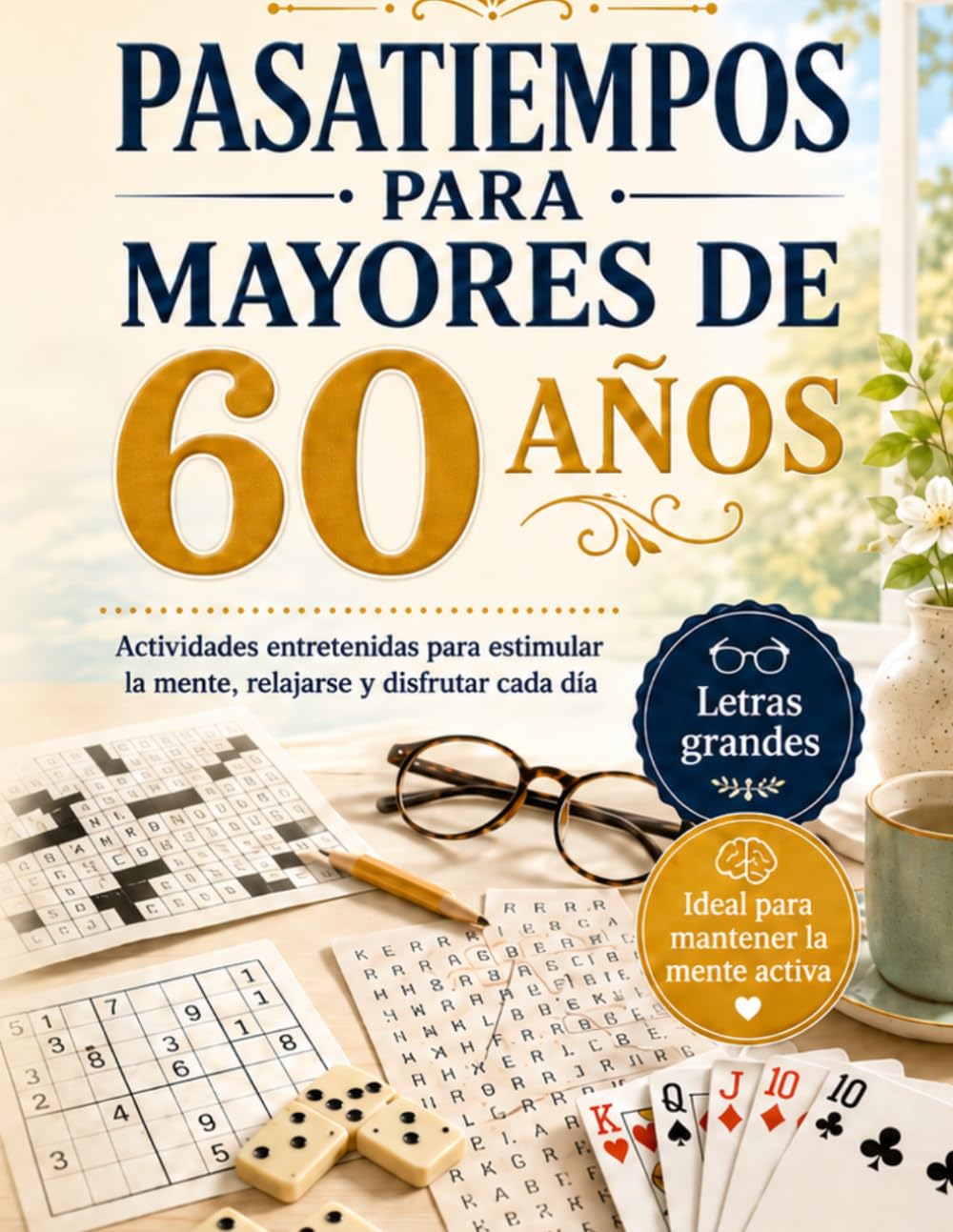 Pasatiempos en Letra Grande para Mayores de 60: Actividades sencillas para mantener la mente activa: memoria, atención, palabras, números, refranes y lógica