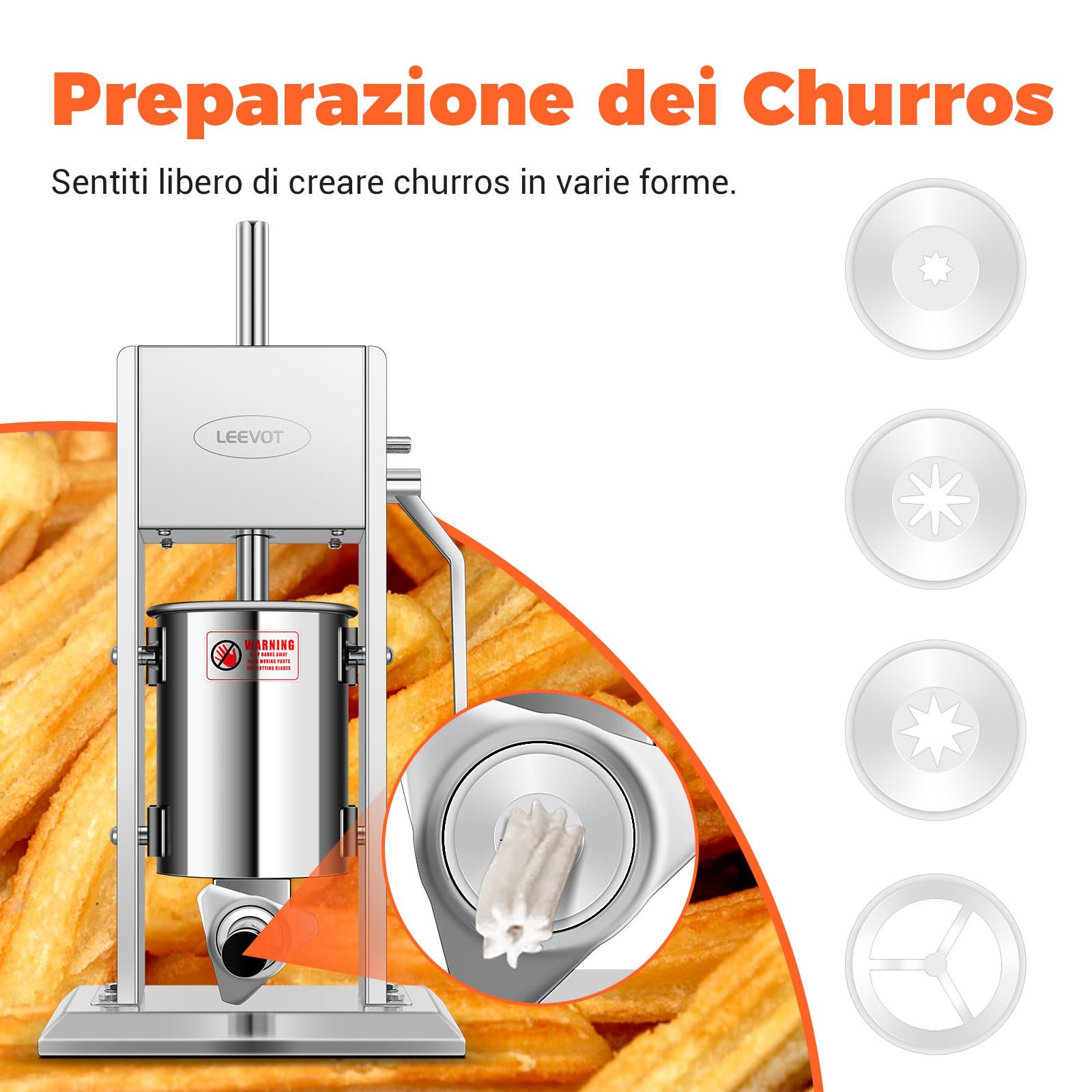 LEEVOT Insaccatrice per Salsicce 3L/7Lb, Acciaio Inossidabile 304, Macchina per Salsicce Regolabile a 2 Velocità, 4 Tubetti di Riempimento (Argento)