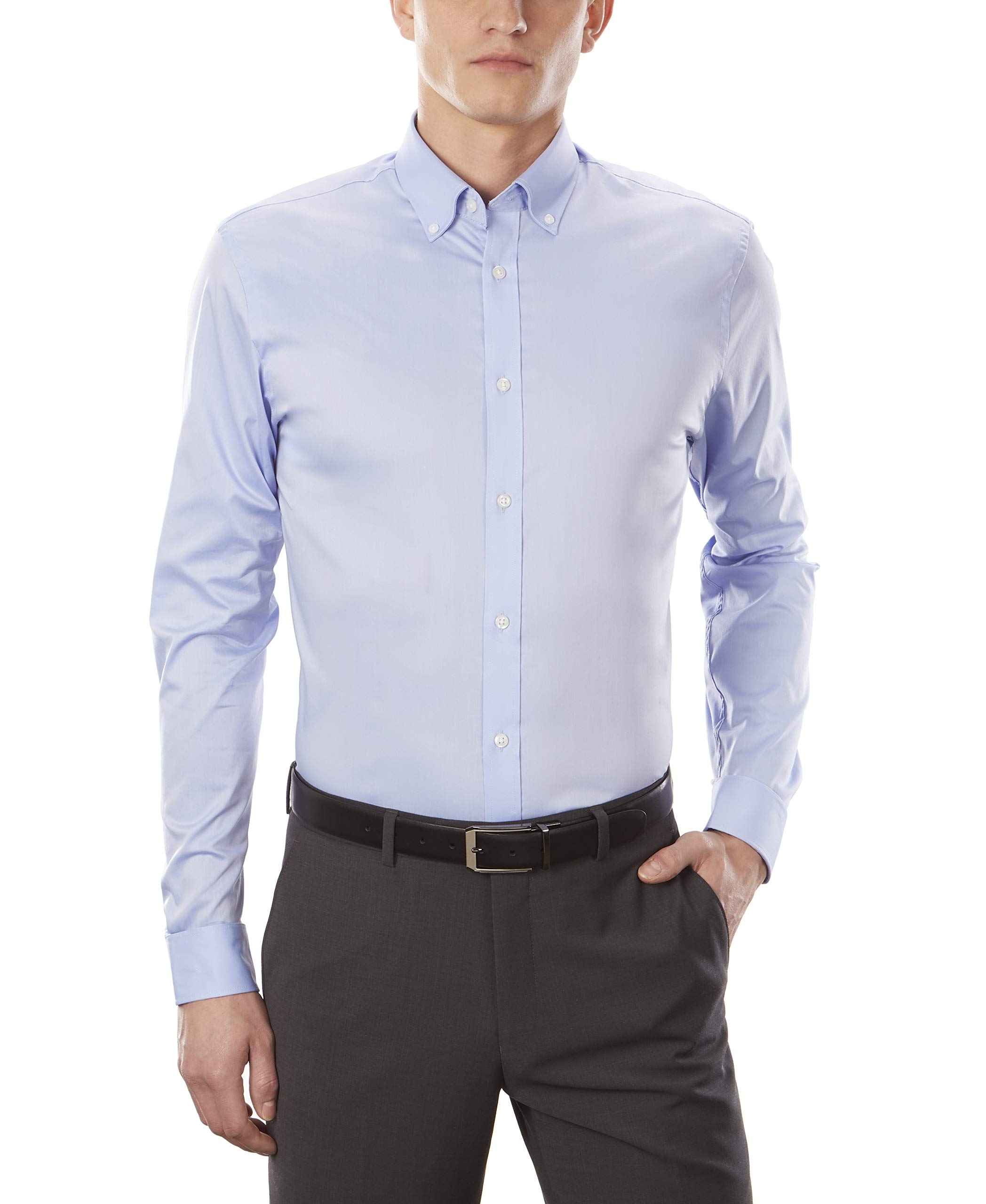 Izod Dress Shirt Slim Fit Stretch Cool Fx Cooling Collar Solid Camisa de Vestir para Hombre