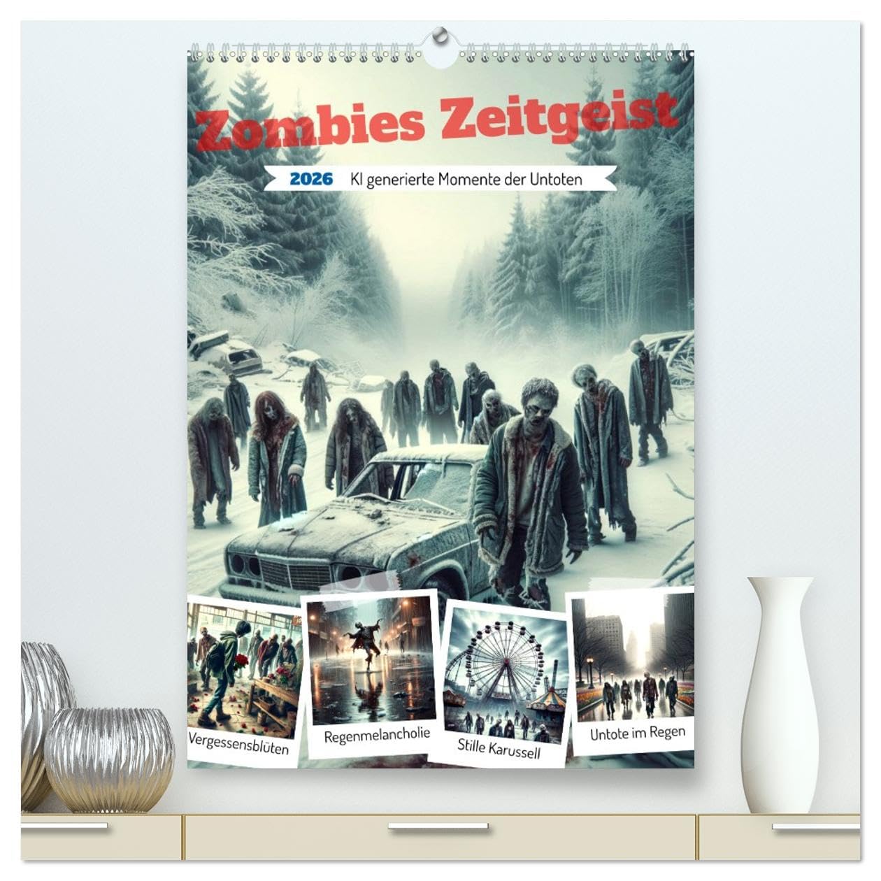 Zombies Zeitgeist - KI generierte Momente der Untoten (hochwertiger Premium Wandkalender 2026 DIN A2 hoch), Kunstdruck in Hochglanz: Zwölf Monate in der Welt der Zombies. (CALVENDO Menschen)