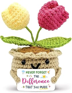 Appreciation Gifts for Coworkers 2025, Positive Crochet Tulips Plants, Inspirational Mentors Nurses Boss Teacher Thank You Gift, Never Forget The Difference You Make Birthday Gifts for Women Men