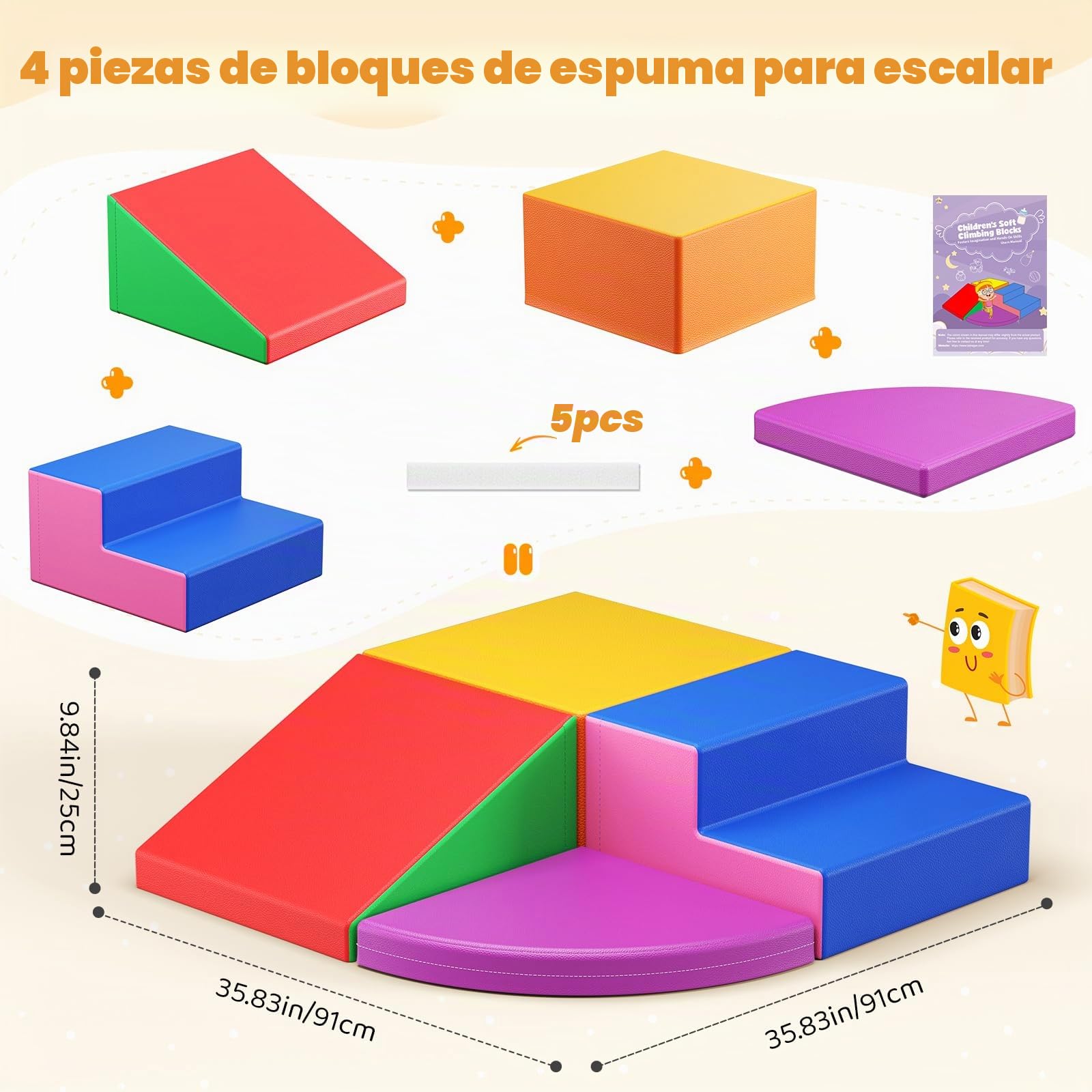 Bloques de espuma para niños, bloques de espuma grandes, bloques de escalada para interiores, marcos de escalada para niños (4 unidades)