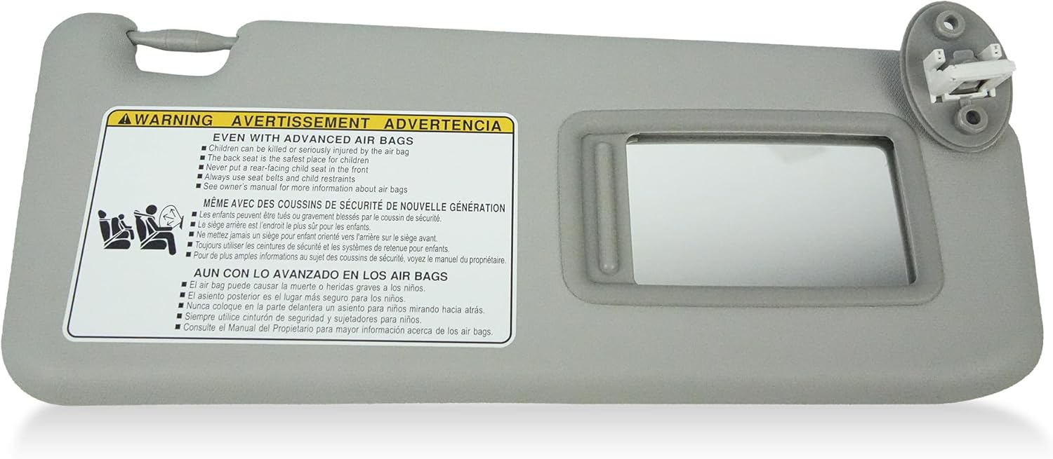 Right Passenger Side Sun Visor Compatible with Toyota RAV4 2013-2018 Replace# 74320-42595 74320-42595-B0 74320-42595-C0 (Gray)