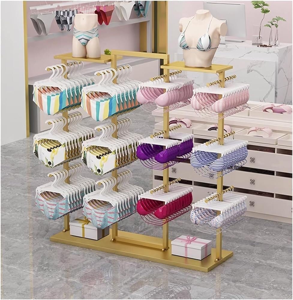 YNBSHGAA Multi-Layer Clothing Rack for Lingerie, Bras, Panties, Scarves & Socks – Commercial Organizer Storage Stand for Home or Retail Display,Black-100x40x135CM
