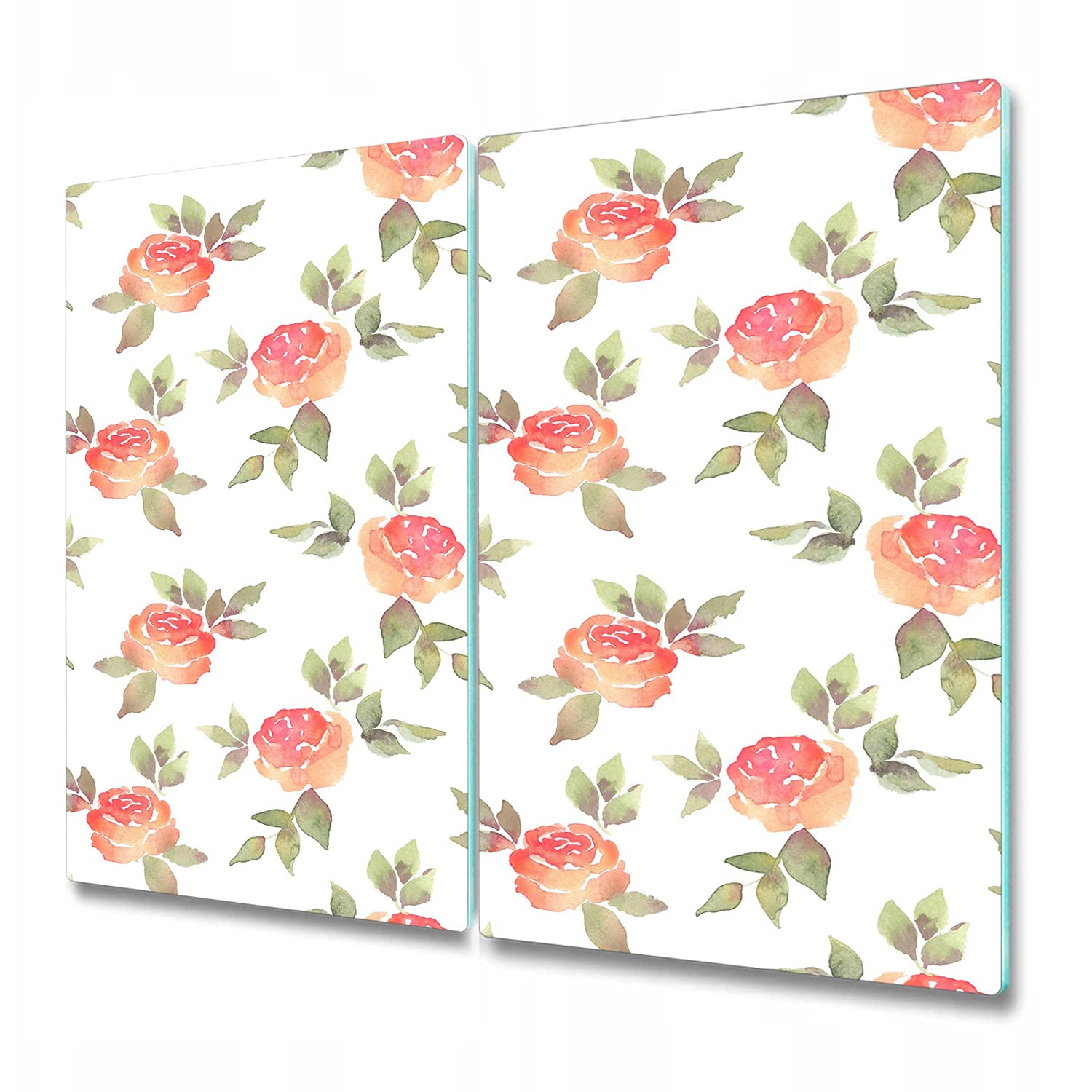 Coloray Planche à Découper Verre Trempé 30x52 Cm - Résiste 200°C - Protection Induction - Motif Bouquet