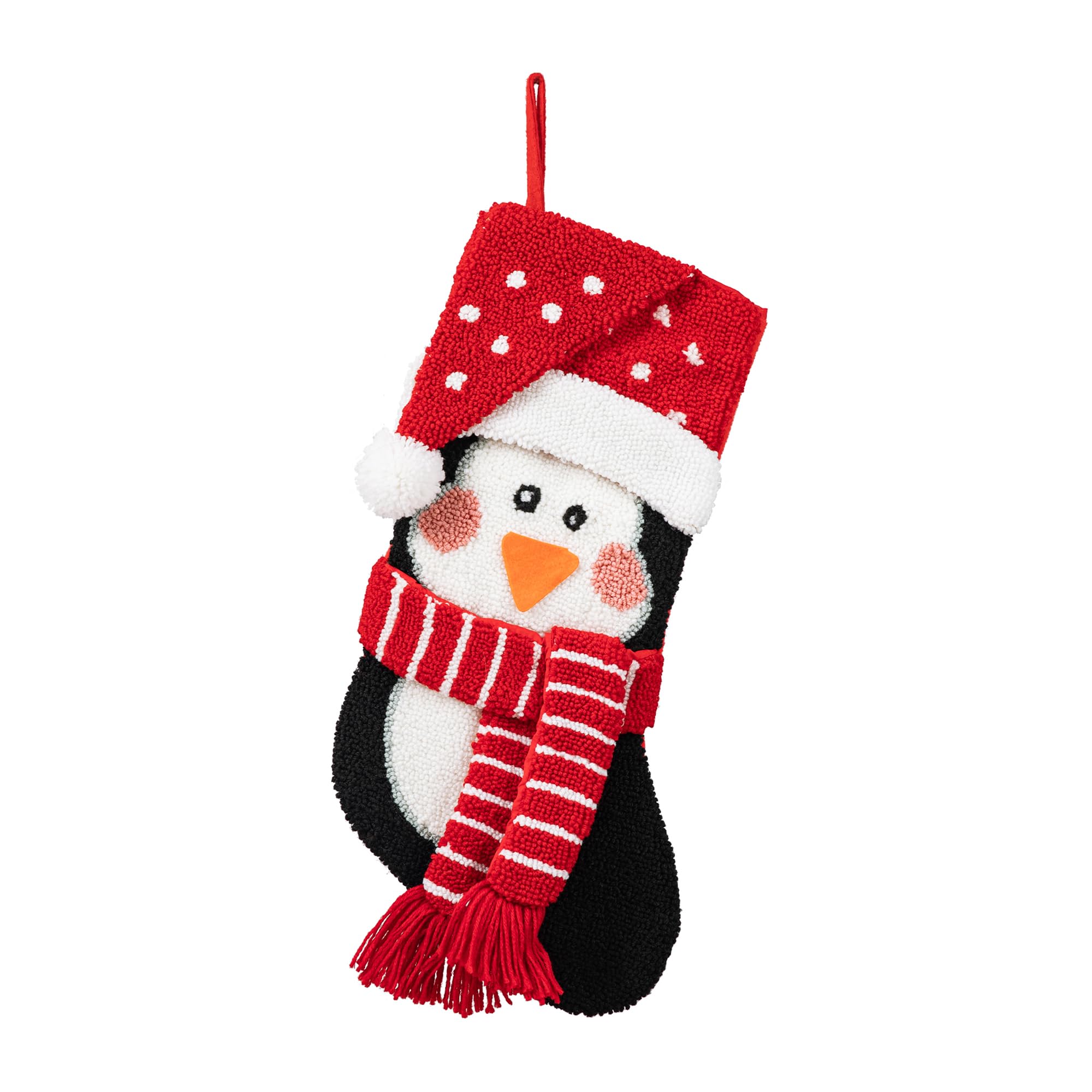 Glitzhome 19" L 3D Penguin Christmas Stocking Oversize Handmade Hooked Xmas Fireplace