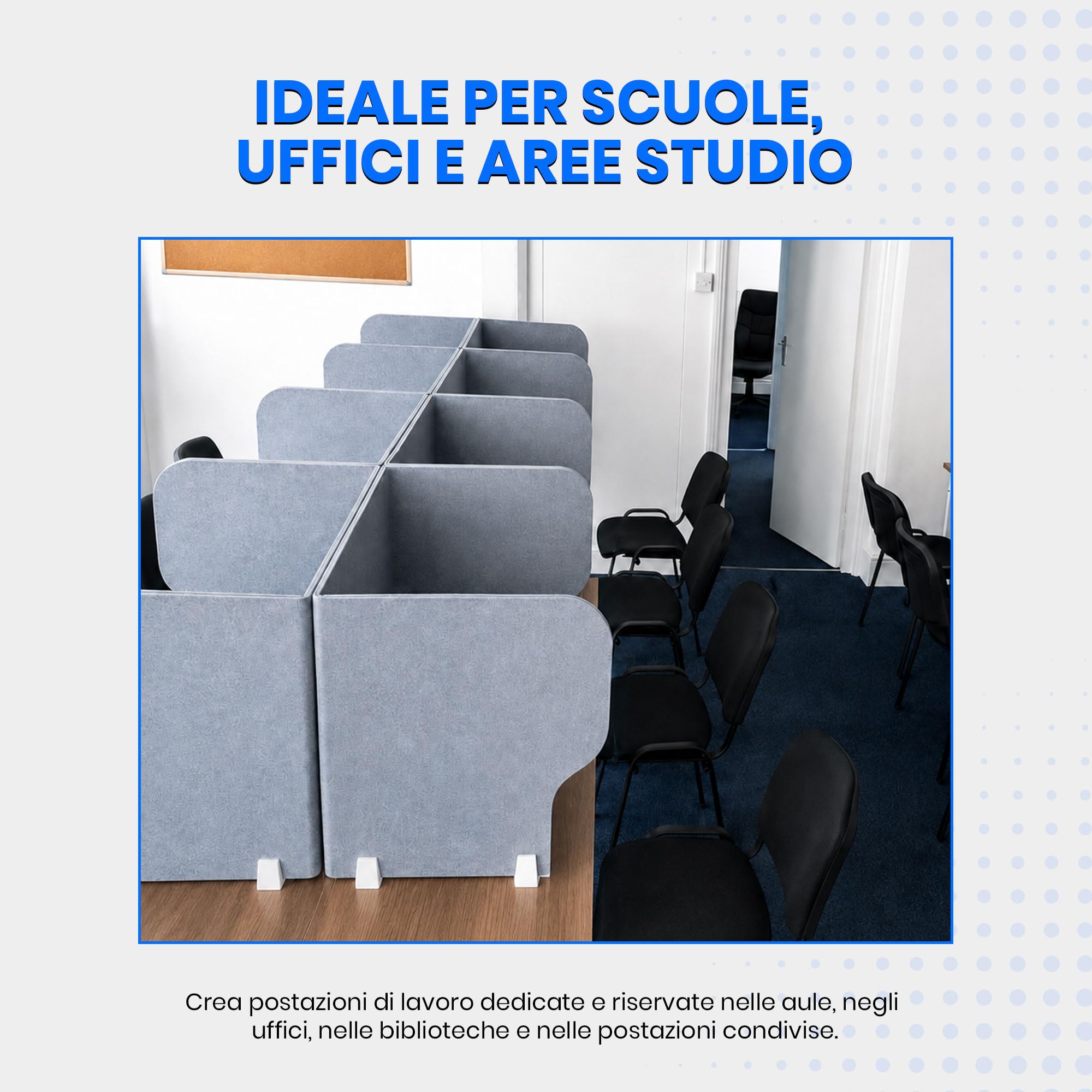 Divisore da scrivania ReFind Pro. Riduzione del rumore acustico e schermo pieghevole per la privacy. Organizzatore da ufficio autoportante. Per scrivanie d'ufficio, scuola e lavoro da casa. [50cm ...