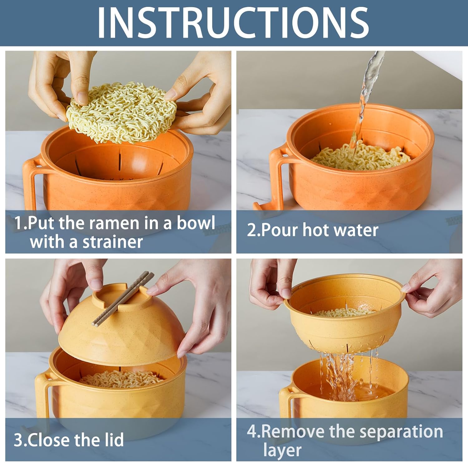 24 Pcs Microwave Ramen Cooker Set Microwavable Wheat Straw Dinnerware Sets with 40oz Ramen Bowl, Plates, Cups and Cutlery Box, Dishwasher Safe Camping College Dorm (Bright Colors)