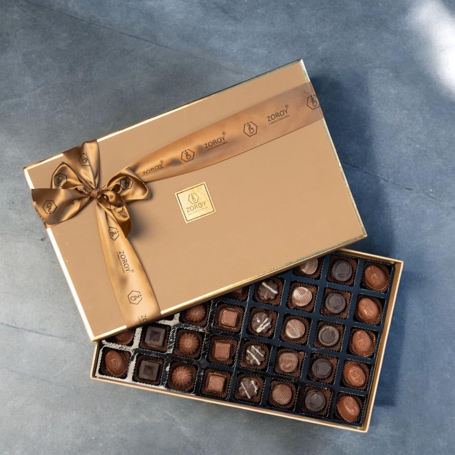 ZOROY Luxury Chocolate Deluxe Red Gift Box Pack Of 40 Assorted Milk & Dark Belgian Chocolates For Celebration, Corporate, Diwali, Birthday, Anniversary, Wedding, Festive-937 Grams, 937 Grams