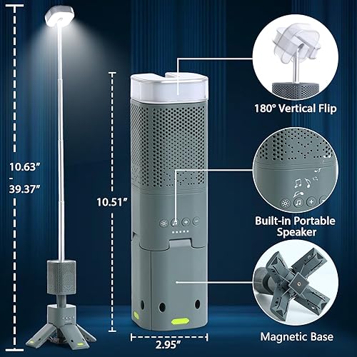 Miniatura 6 de Yoobao Linterna de camping recargable, 5 modos de luz, funciona con batería de 14000 mAh, luces telescópicas para exteriores, base magnética,