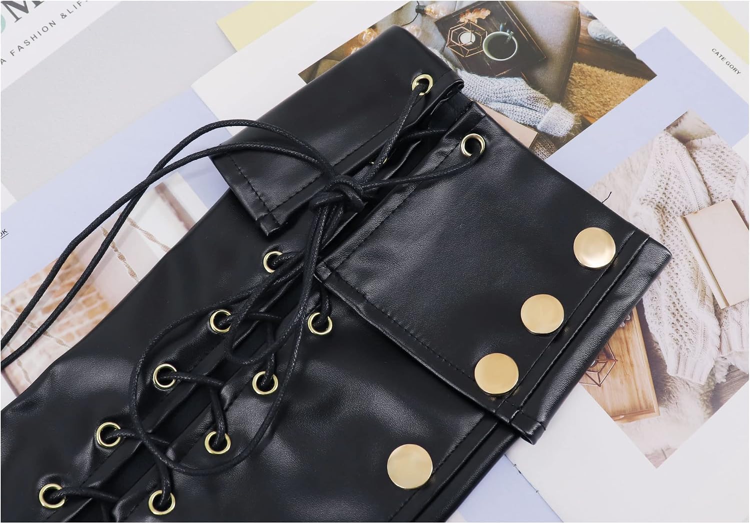 FURPHI Pirate Boot Covers with Studs Medieval Renaissance PU Leather Halloween Costume Boots Tops Men