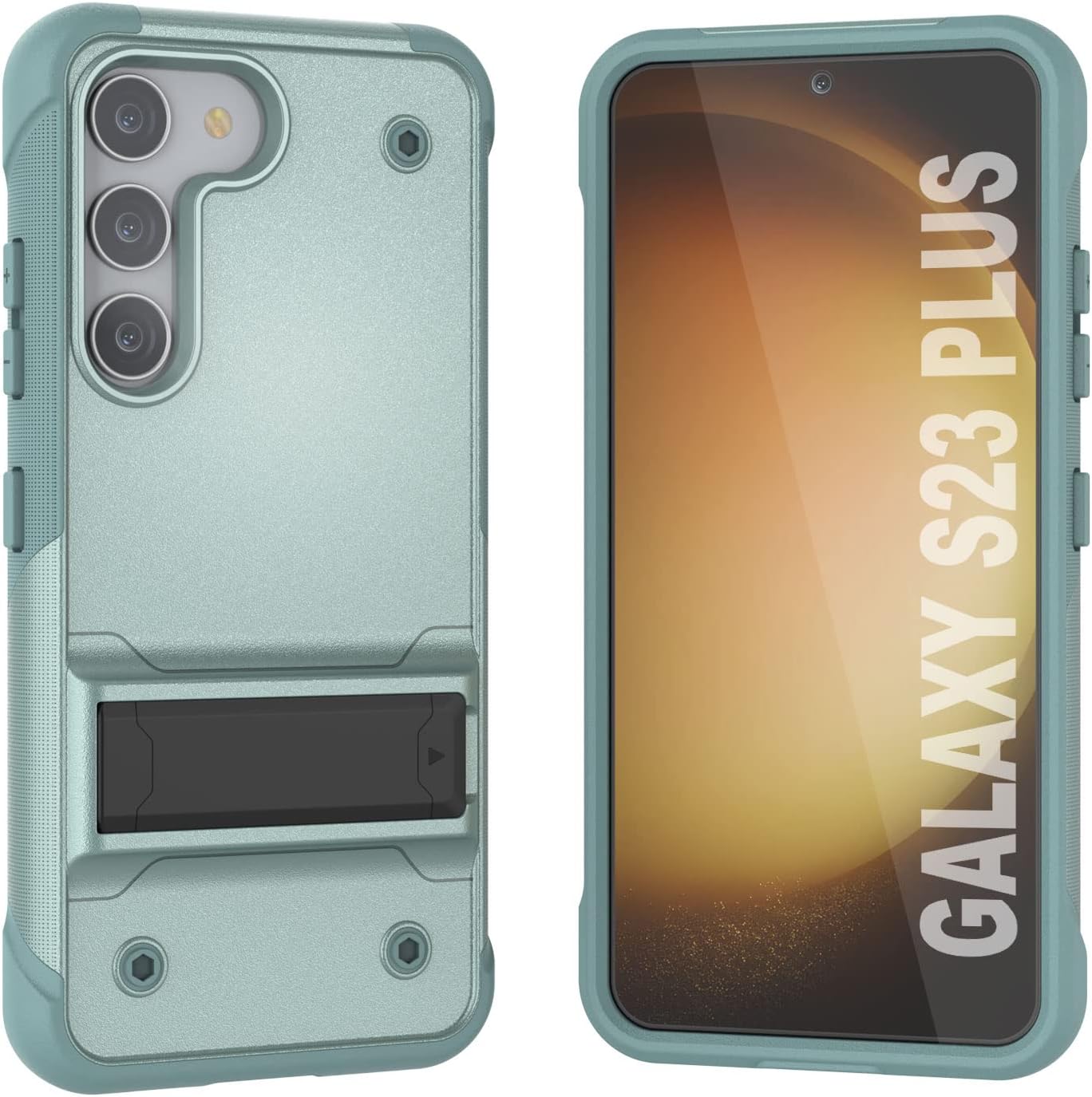 Punkcase Galaxy S23 Plus Case [Reliance Series] Protective Hybrid Military Grade Cover W/Built-in Kickstand | Ultimate Drop Protection for Galaxy S23+ Plus (6.6") (2023) [Green]