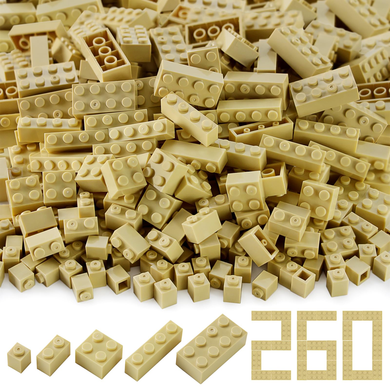 Tan Building Blocks Amazon.com: Feleph 260 Pieces Tan Bulk Bricks Sand Classic Building ...