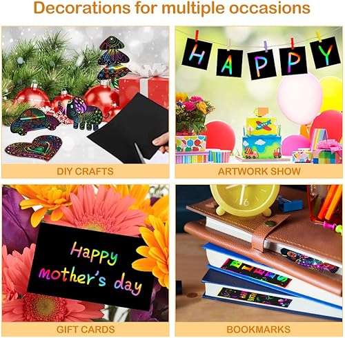 Miniatura 5 de pigipigi Arte de papel para rascar para niños juego de manualidades de arte mágico arcoíris para rascar suministros de dibujo para niñas niños niños