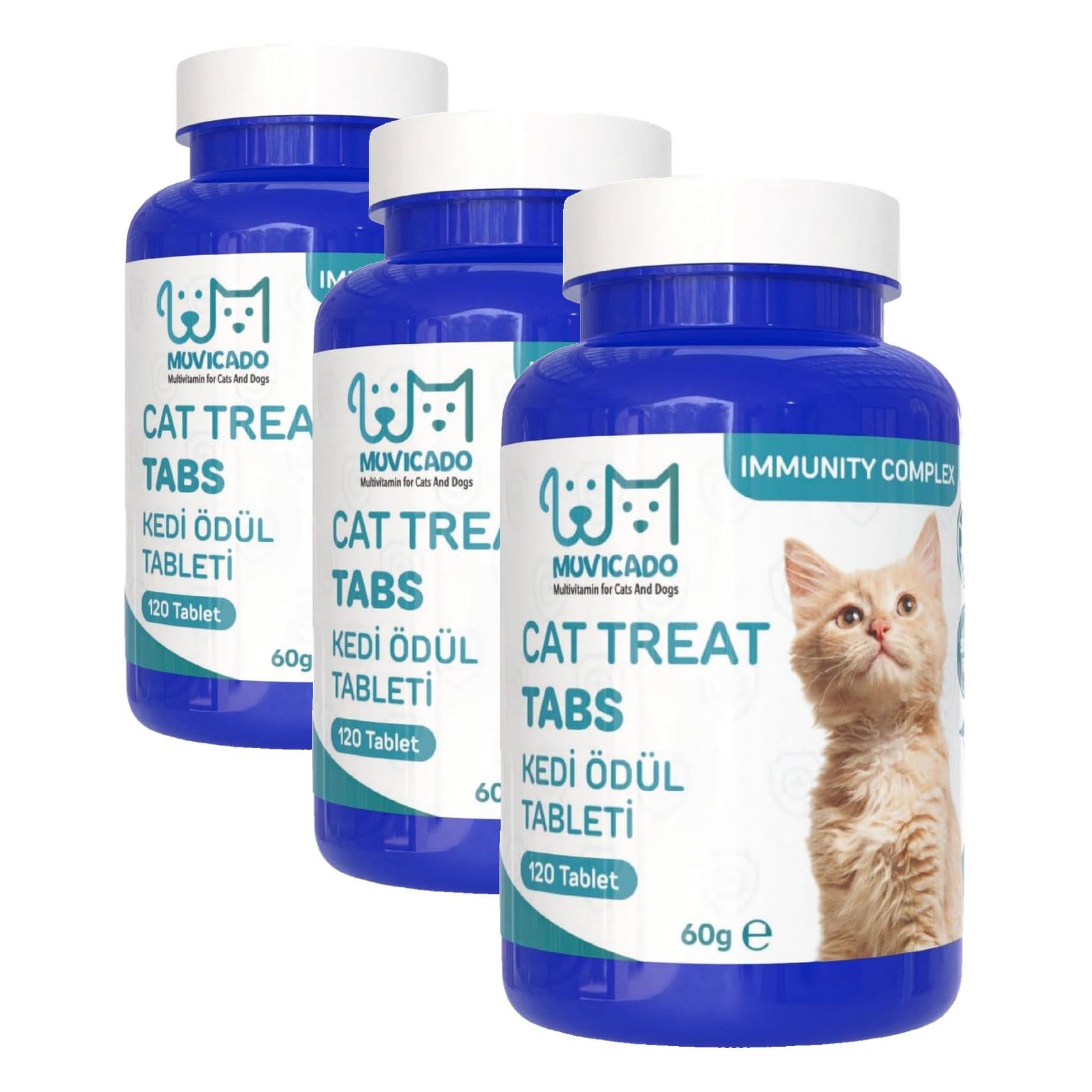 Muvicado Immunity Kedi Köpek Ödül Tableti Kedi Bağışıklık Sistemi Güçlendirici Tablet Beta Glukan (3 paketi)