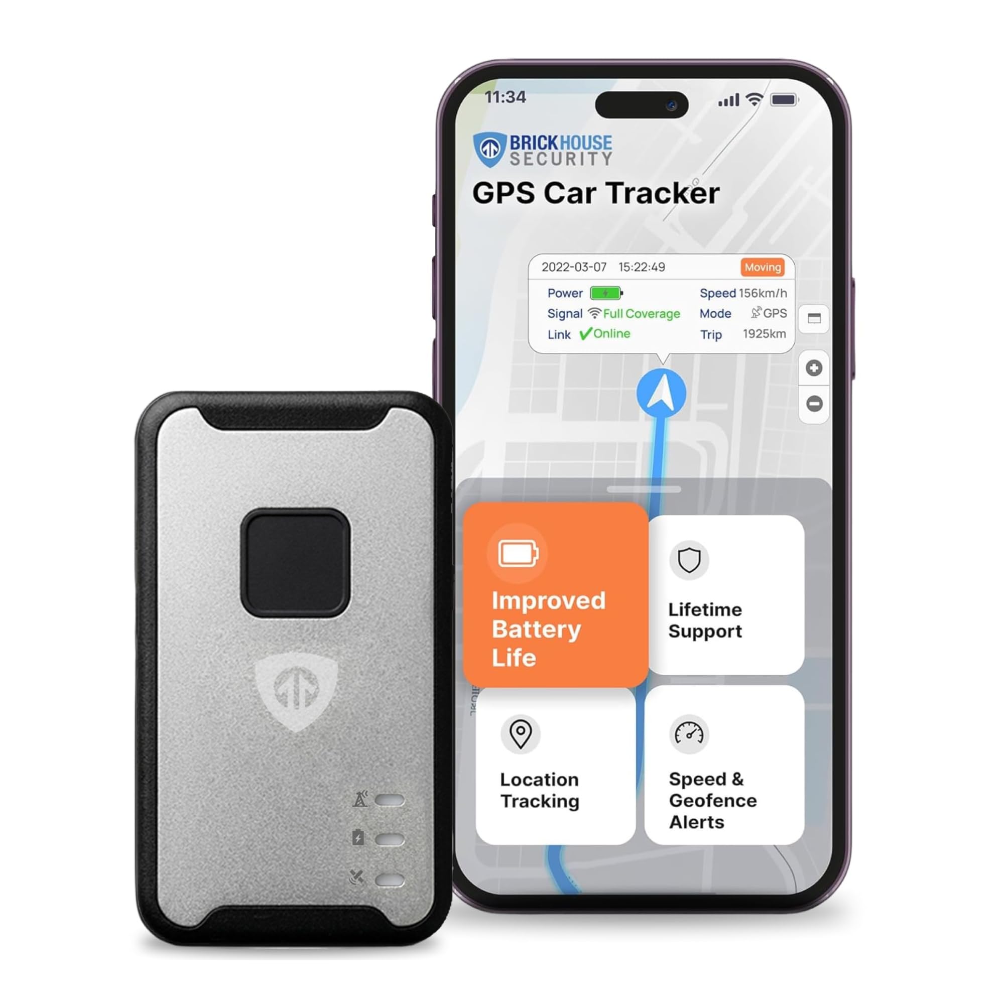 Brickhouse Security Spark Nano GPS Tracker for Vehicles, Device Only