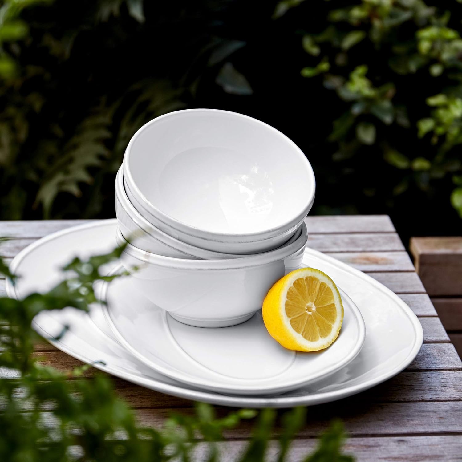 Costa Nova Ceramic Stoneware 12'' Oval Platter - Friso Collection, White | Microwave, Dishwasher, Oven & Freezer Safe Dinnerware | Food Safe Glazing | Restaurant Quality Serveware