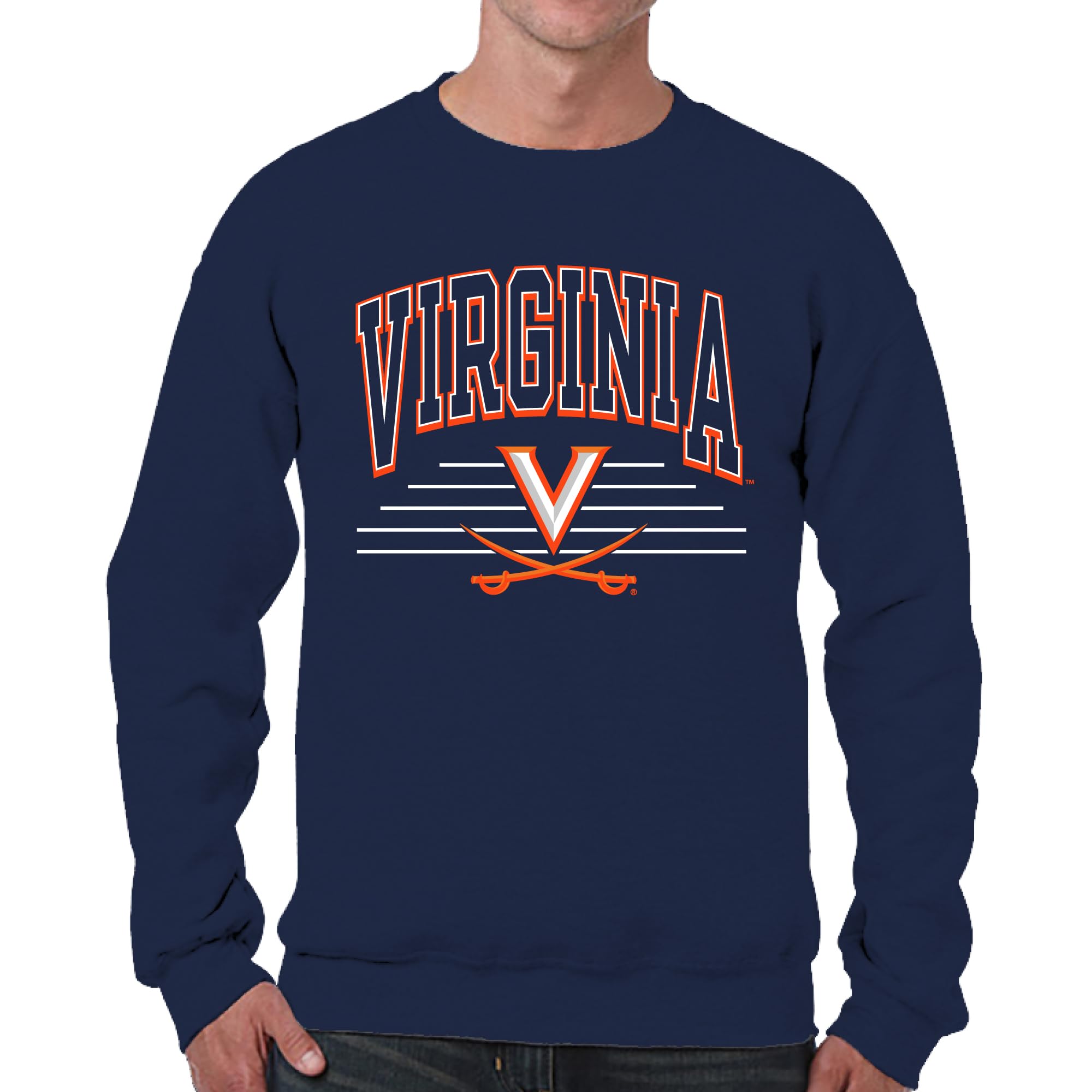 Campus Colors NCAA Adult Unisex Overtime Classics Crewneck Fleece Sweatshirt, Cozy Cotton Poly Blend, Timeless Design, Navy, S โ image 1