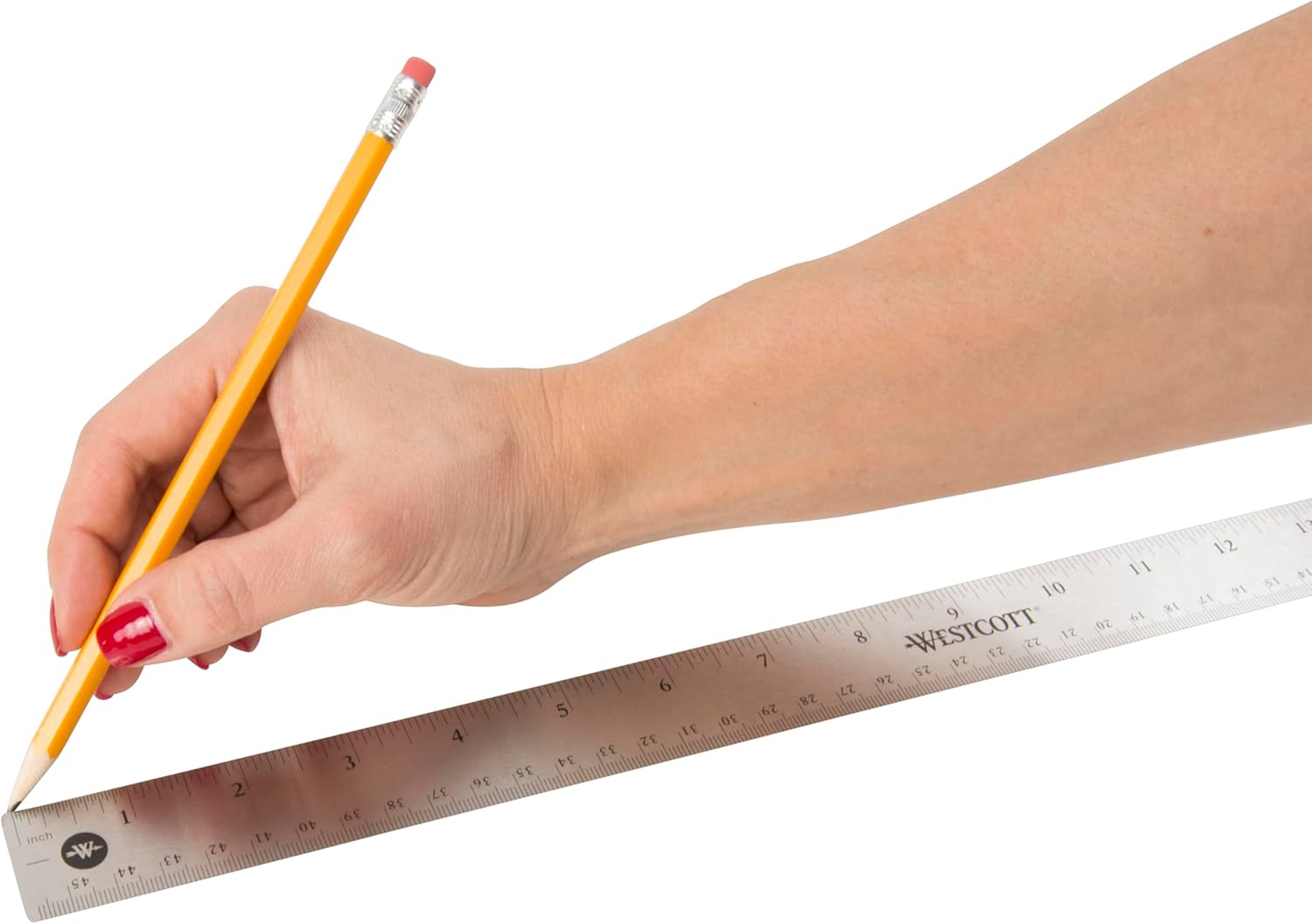 Westcott 18-Inch Stainless Steel Ruler Set with Non-Slip Cork Back, Etched Markings, 12-Pack (10417)
