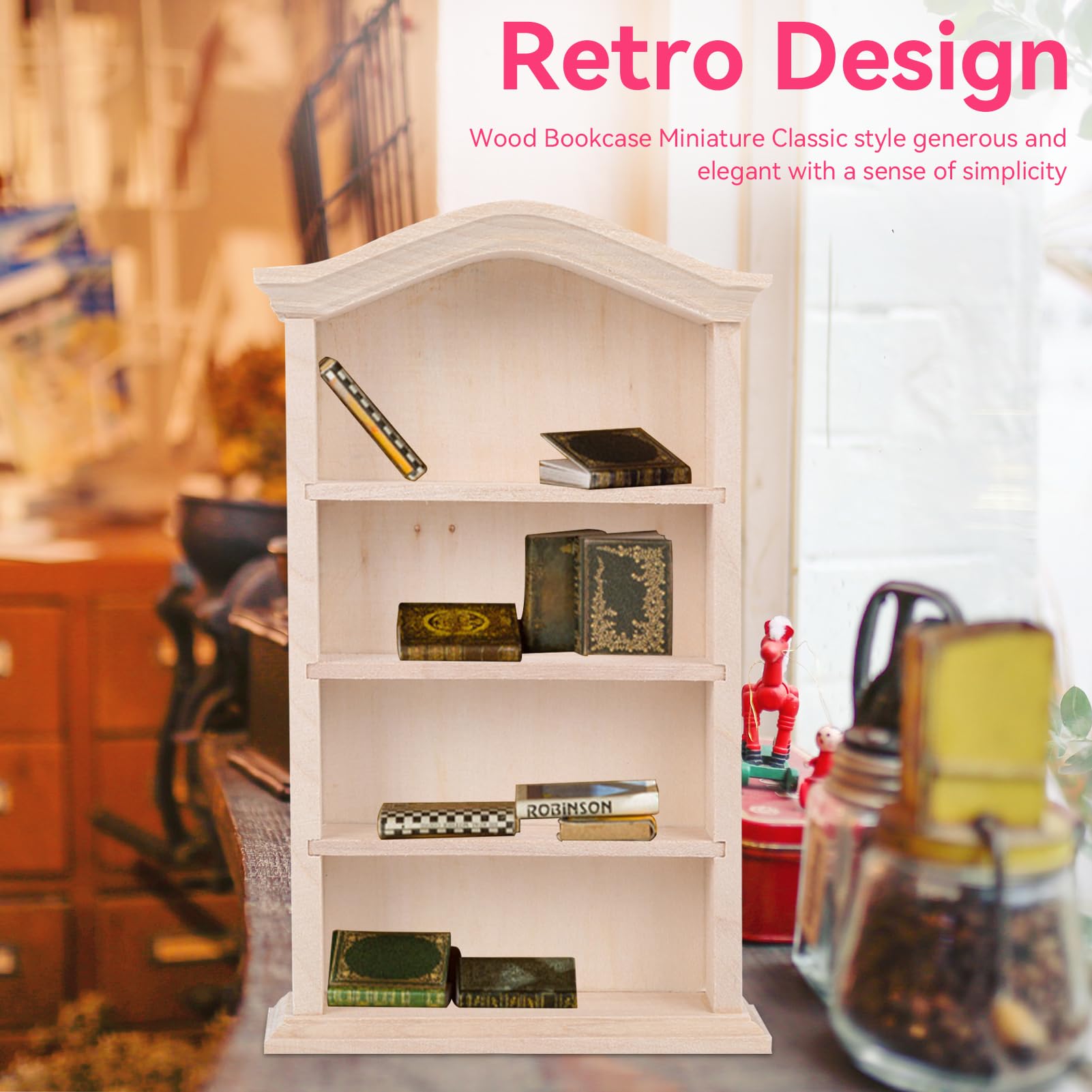Estantería Para Casa De Muñecas 1:12 - Madera Ecológica, Diseño Realista - Decoración Miniatura Para Juegos Infantiles
