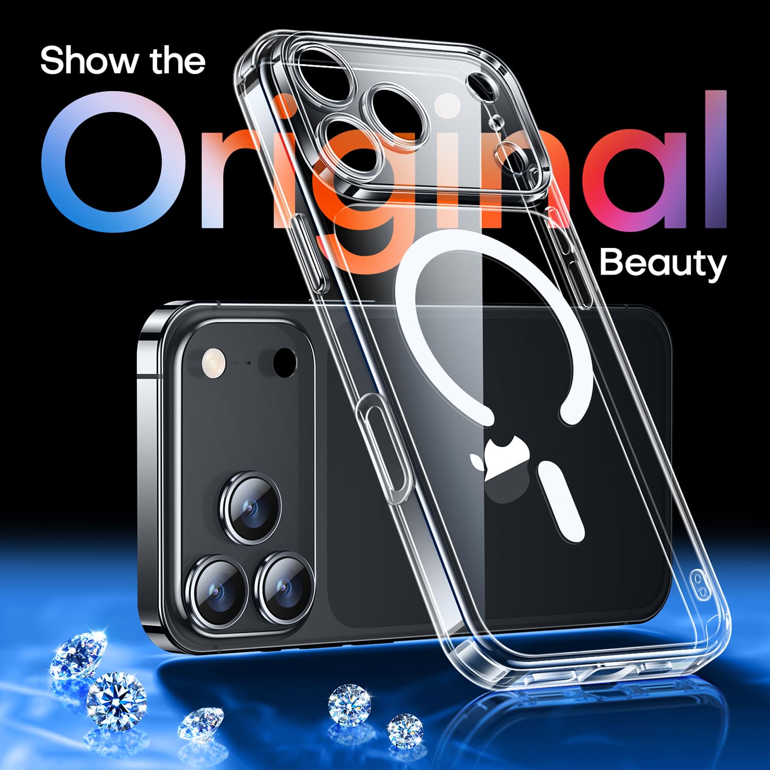 CANSHN Magnetica Cover per iPhone 17 Pro(6,3 Pollici), [Compatibile con MagSafe],[Protezione Completa Della Fotocamera], Custodia Protettiva Antiurto per Telefono,Trasparente