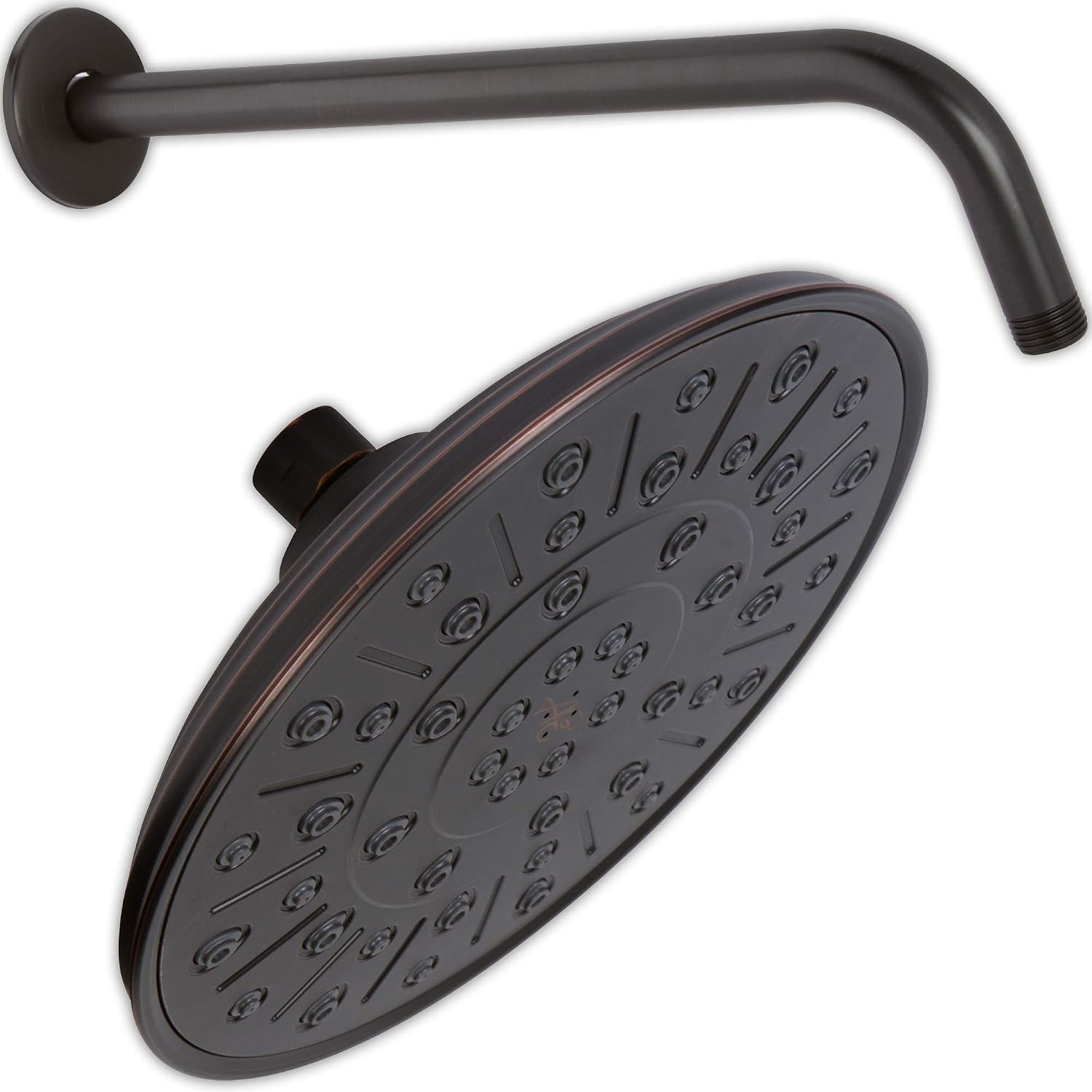 Rainfall Shower Head And Arm - 8 Inch Large Luxury Rain Showerhead For High Flow Overhead Showers With 12 Inch Stainless Steel Shower Arm And Flange, 2.5 GPM - Oil-Rubbed Bronze