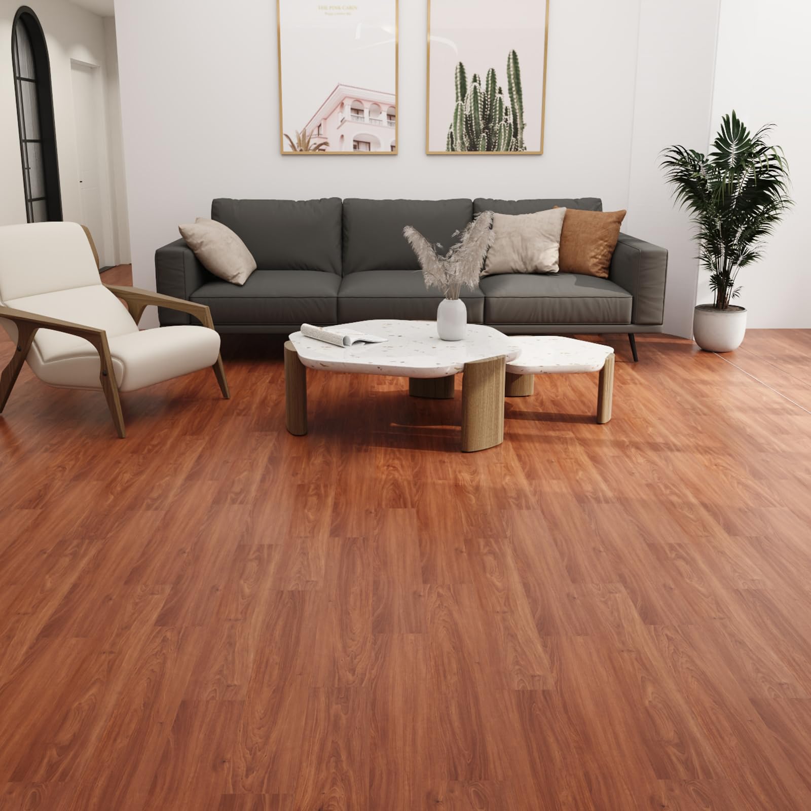 FLOREXP Vinyl Flooring - Lino Flooring,Peel & Stick Floor Tiles Self Adhesive Floor Tiles,2mm 36pcs Waterproof,for Kitchen Living Room Floor Plank(5.02m²,Cherry Chestnut)FLOREXP Vinyl Flooring - Lino Flooring,Peel & Stick…