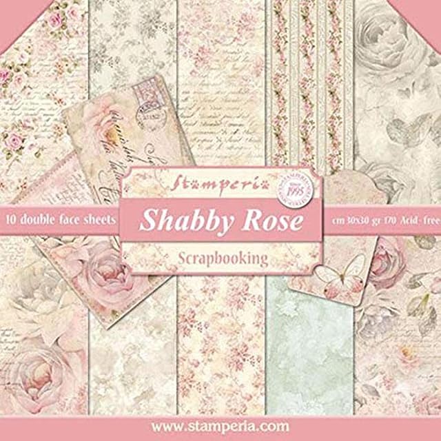 Stamperia International KFT Double-Sided Paper Pad-Shabby Rose, Multicoloured, 30.5 x 30.5 (12" x 12")