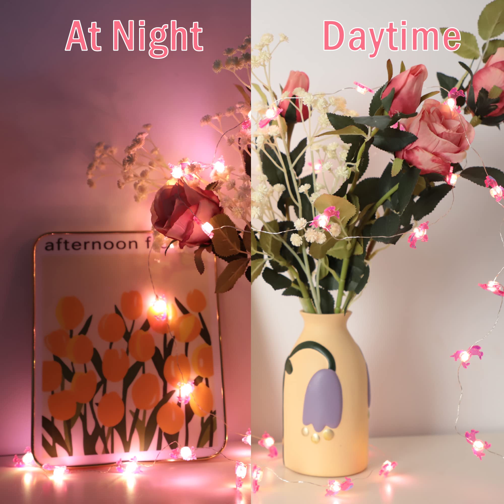 Ideen mit Herz Catena luminosa a LED con unicorno, luce bianca calda, 10 lampadine a LED, lunghezza totale circa 170 cm, catena luminosa per la cameretta dei bambini, camera delle principesse