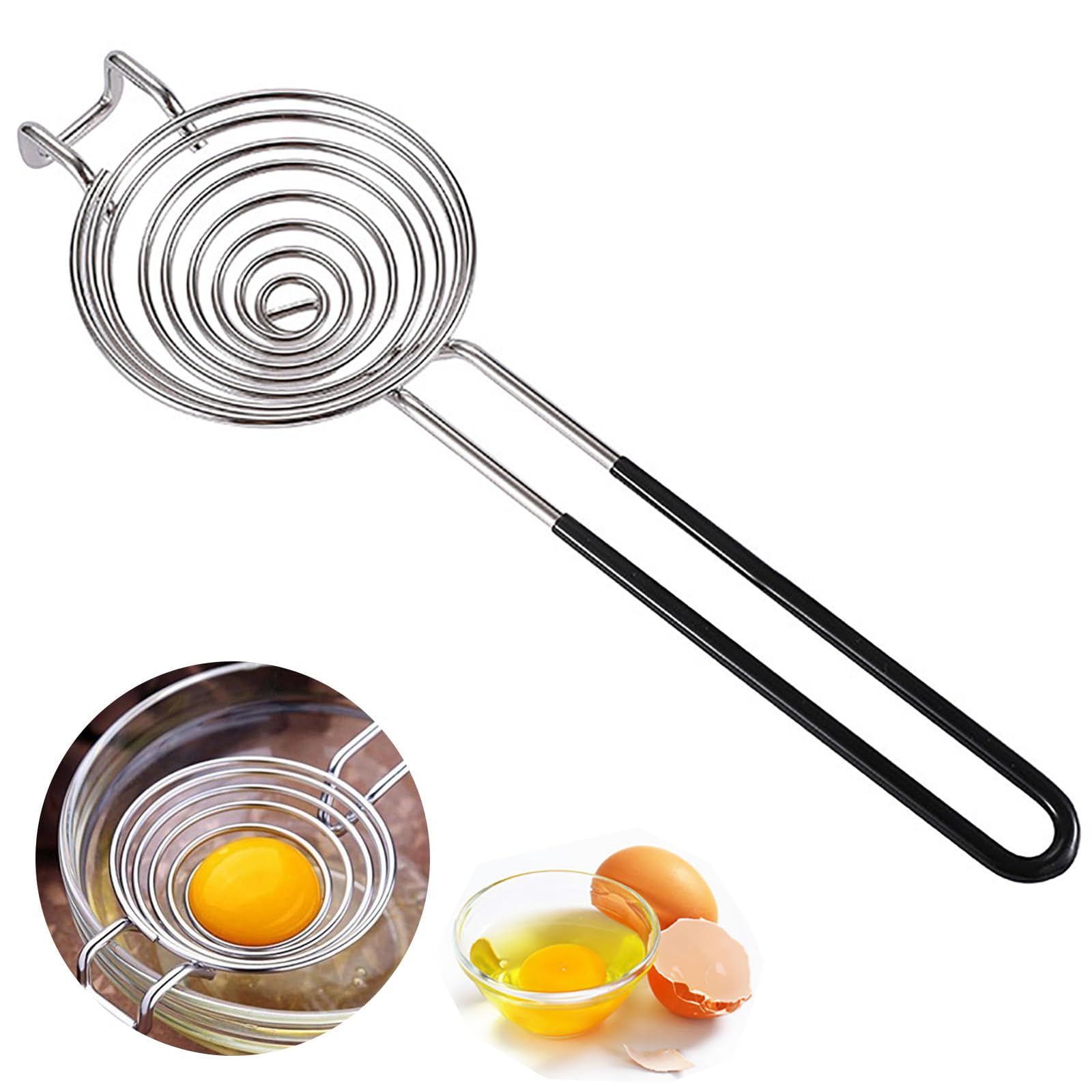 Stainless Steel Egg Separator,Extended Handle Egg Yolk Separator Egg Separator Egg Yolk White Divider Easy Storage for Kitchen Baking Tool