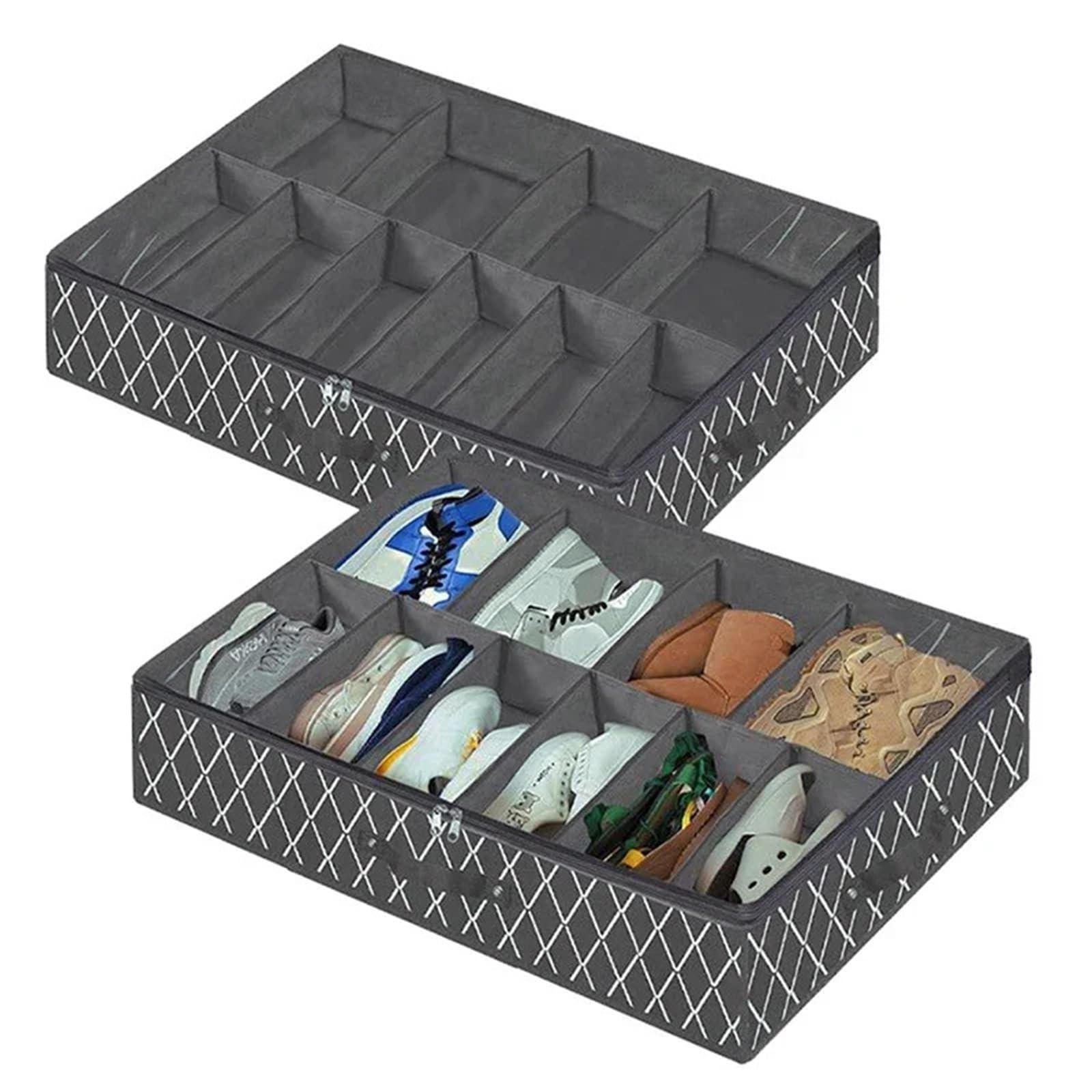 Organizzatore Di Scarpe Sotto Il Letto Organizzatore for riporre le scarpe sotto il letto, può ospitare da 12 a 16 paia di scarpe, con finestra trasparente, traspirante, pieghevole Per Risparmiare Spa