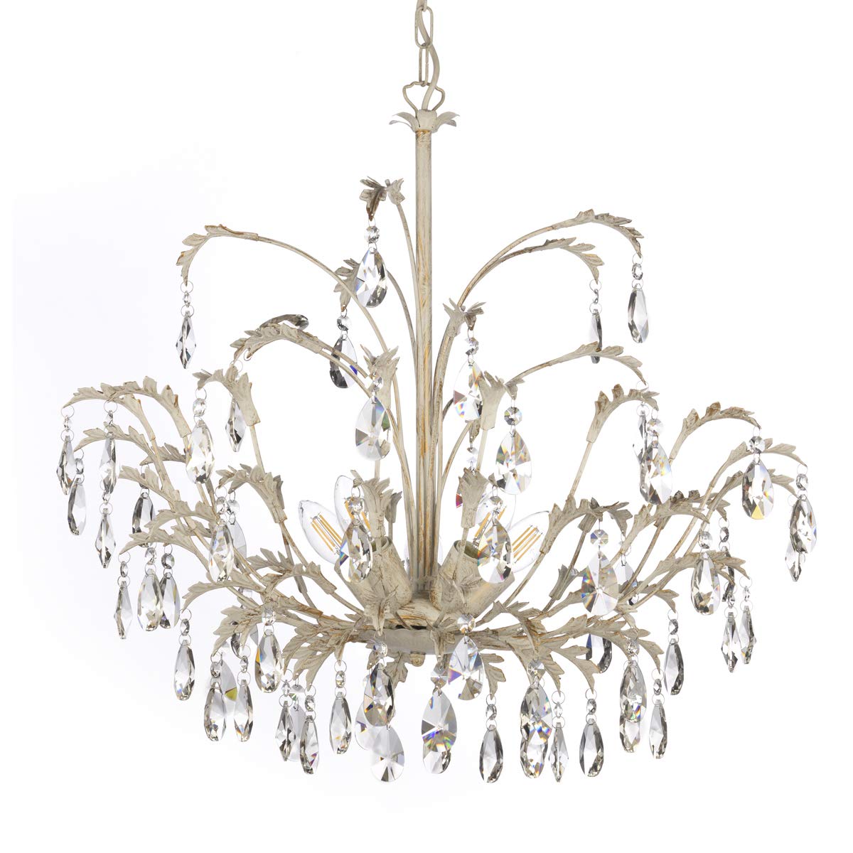 Onli Elfenbein, Gold, Klar Kronleuchter Cesta, Fünfflammig Mit Kristallen
