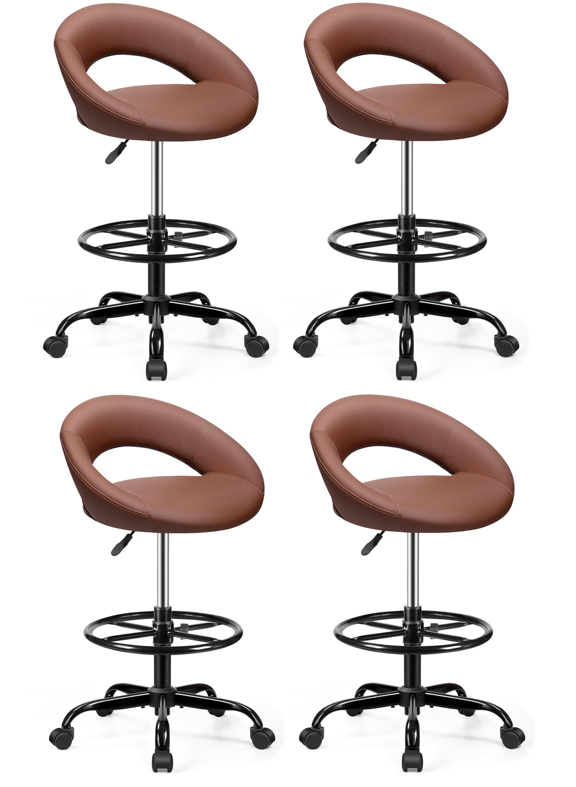 BESTFAIR Drafting Chair with Back, Adjustable Counter Height Rolling Stool