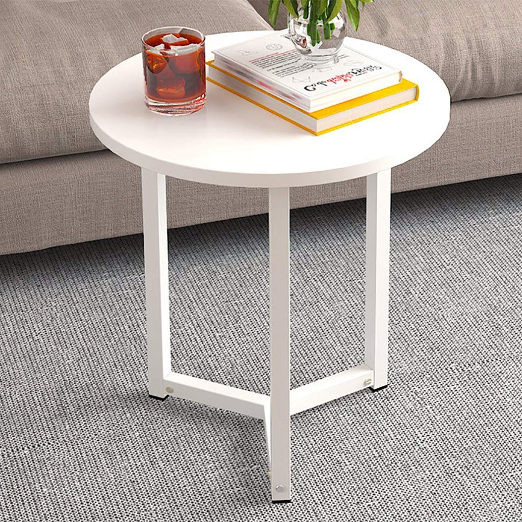 HLZZKNesting Accent Tables with Storage Tabletop Living Room Coffee Tables with Solid Wood Legs Nesting End Tables Sofa Table Side Table (Color : White, Size : Diameter 48cm)