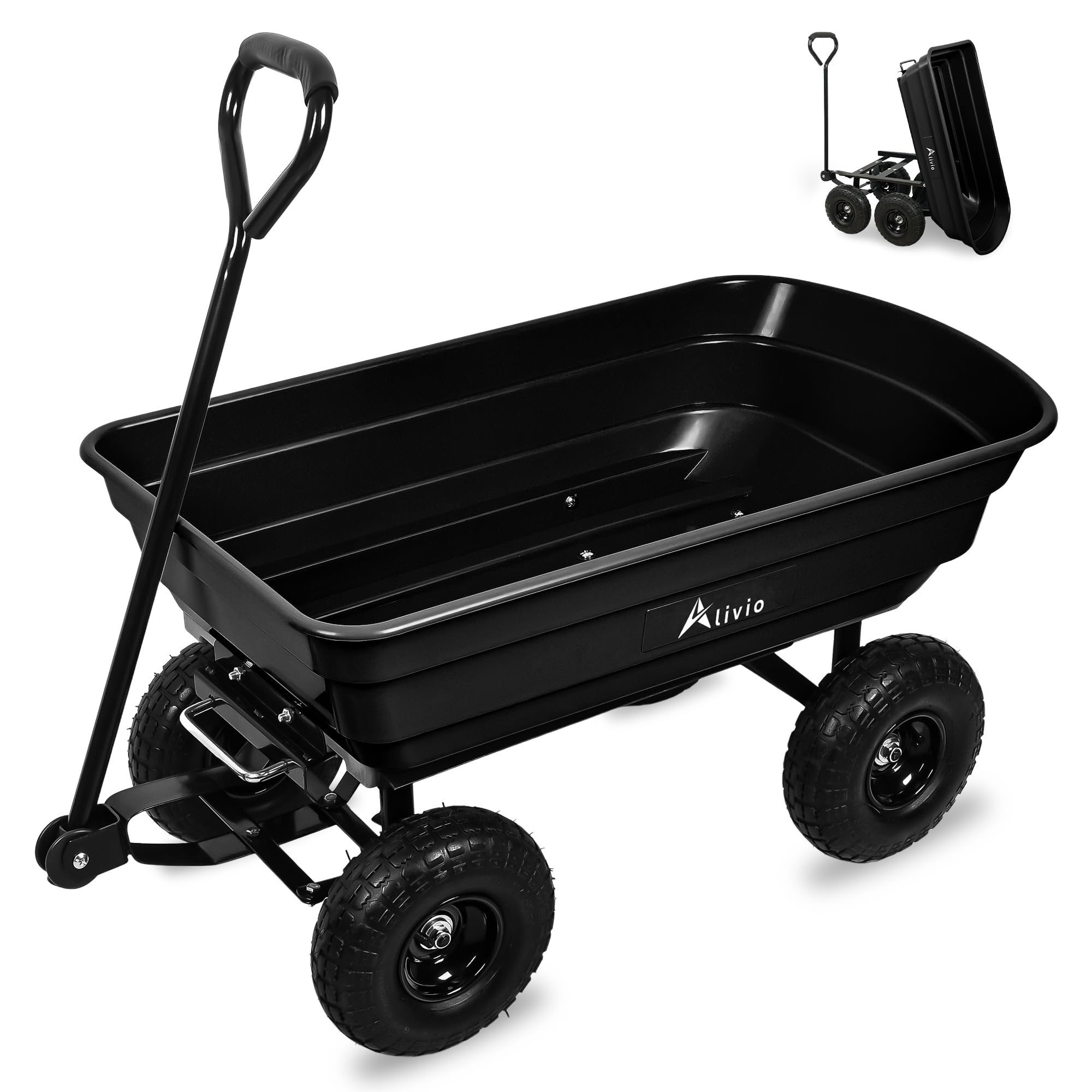 Alivio Garden Tipping Wheelbarrow Cart 75L With 10In Pneumatic Wheels Heavy Duty (Black) from B&Q