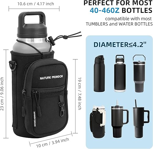 Miniatura 13 de NATURE PIONEOR Water Bottle Holder with Strap,Water Bottle Carrier Bag Sling Sleeve with Adjustable Shoulder Strap & Handle and Large Phone Pocket